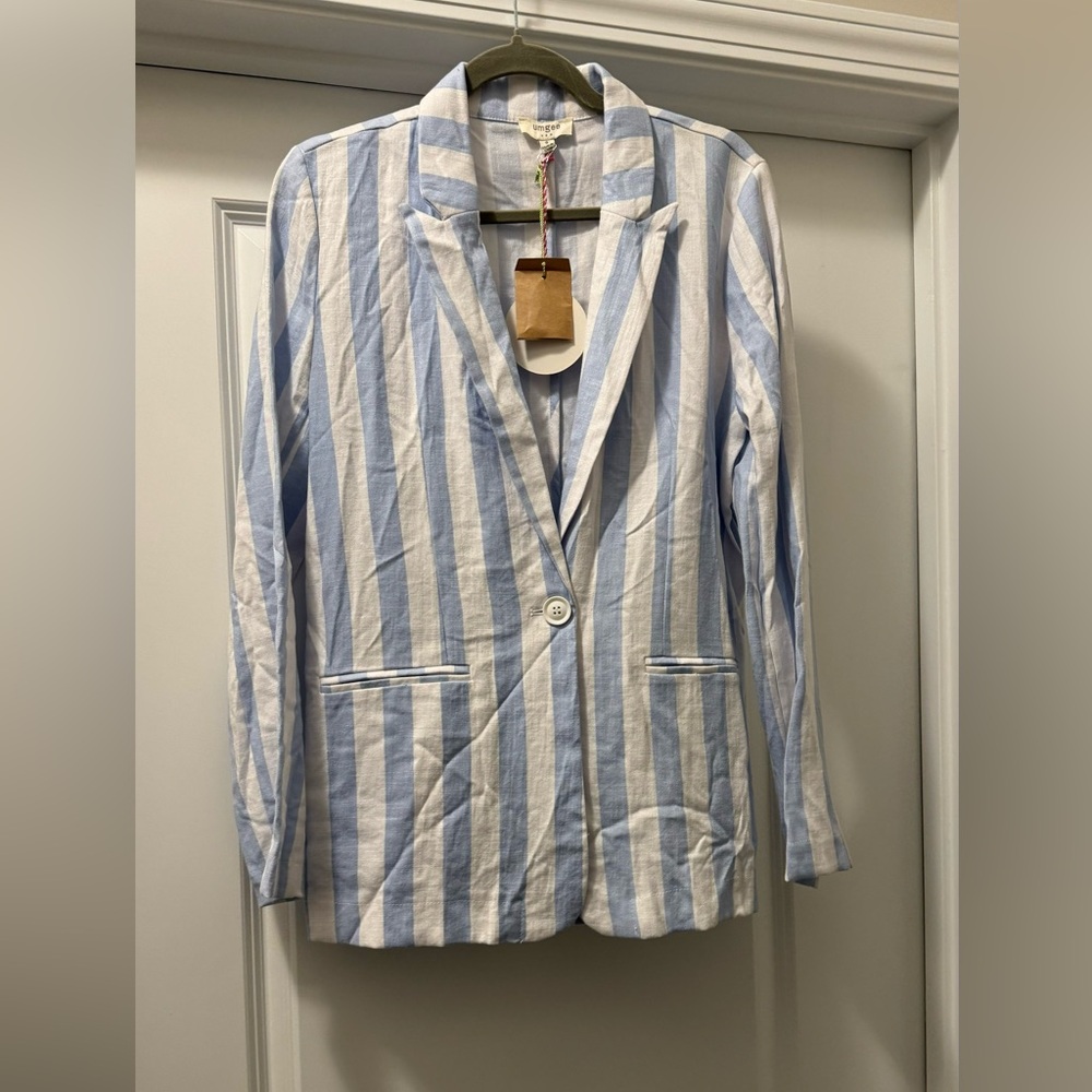Umgee Blue and White Striped Blazer